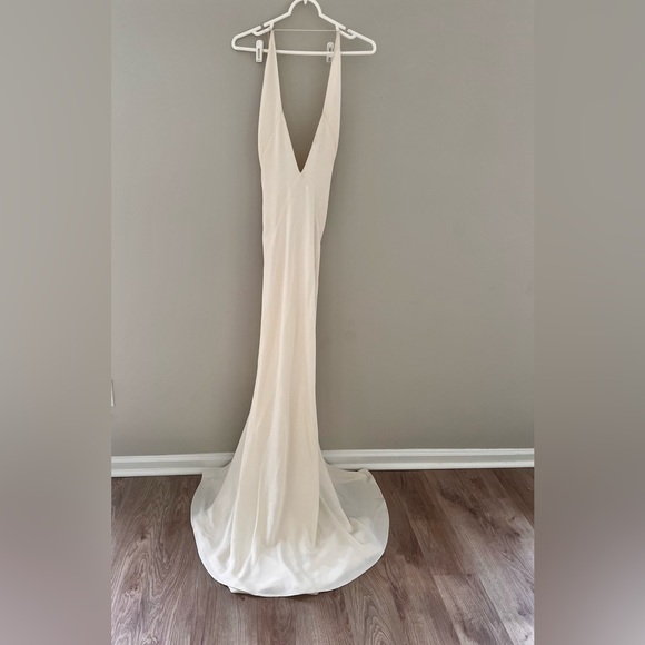 Michael Lo Sordo Alexandra Silk Wedding  Maxi Dress Ivory Size 12 - Picture 9 of 16